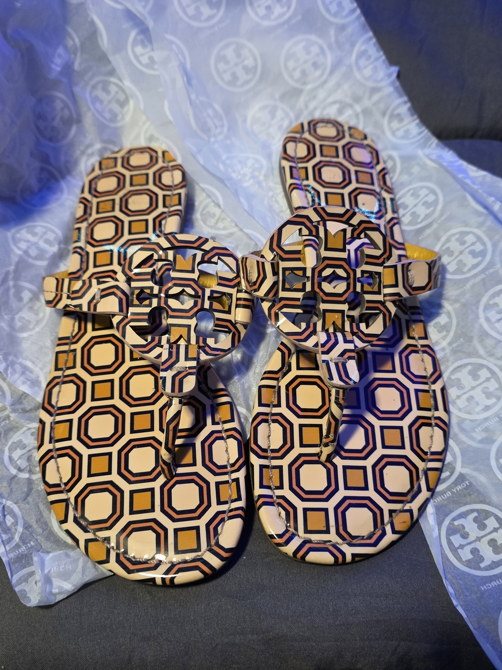 Tory Burch Miller  Hexagon-Print Sandals